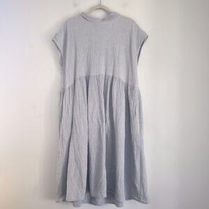 Et Tigre Jayme 100% cotton striped textured sleeveless oversized midi dress XS/S